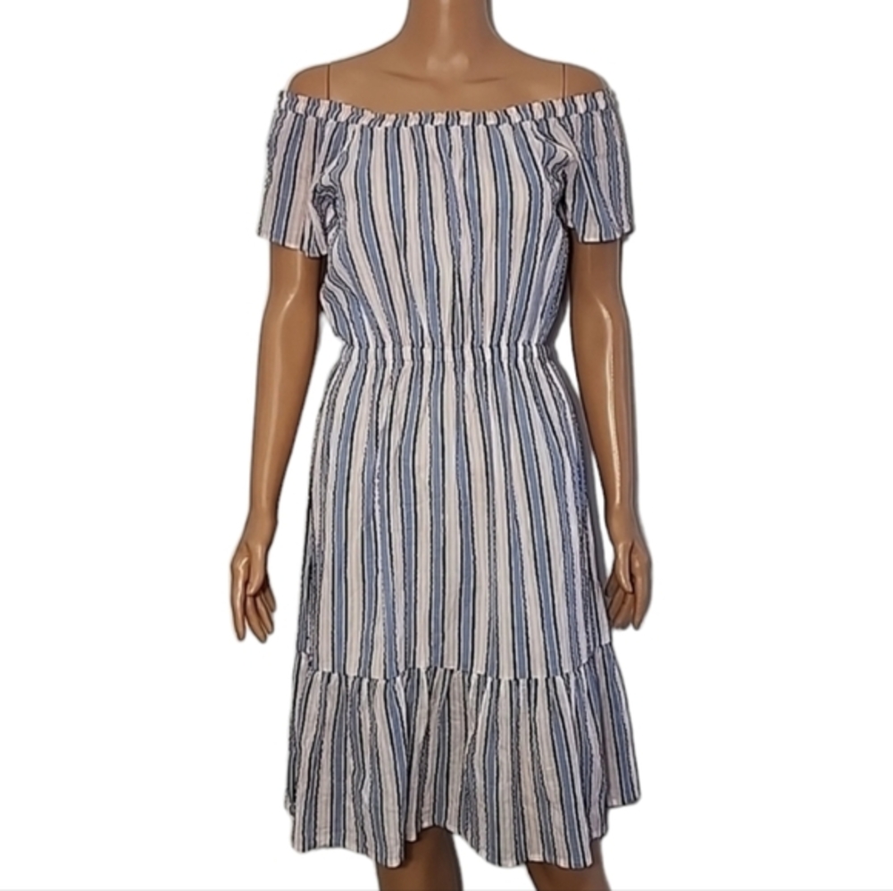 J. Crew Mercantile Off TheShoulder Striped Peasant Dress Size XS NWT - Picture 7 of 16